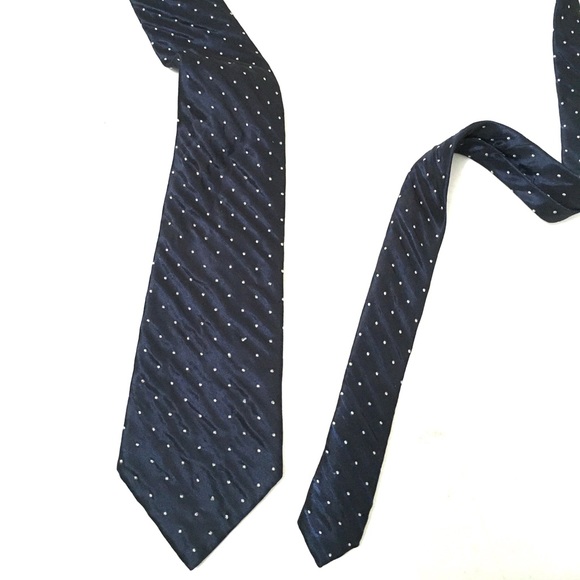 Prada Mens Navy Blue Polka Dot Neck Tie - Picture 5 of 6